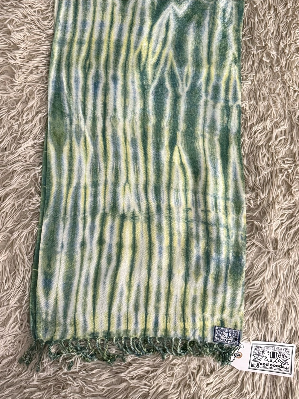 Good Goods "Good Design for Good Deeds" Tie-Dye Fringed Scarf-72’ long